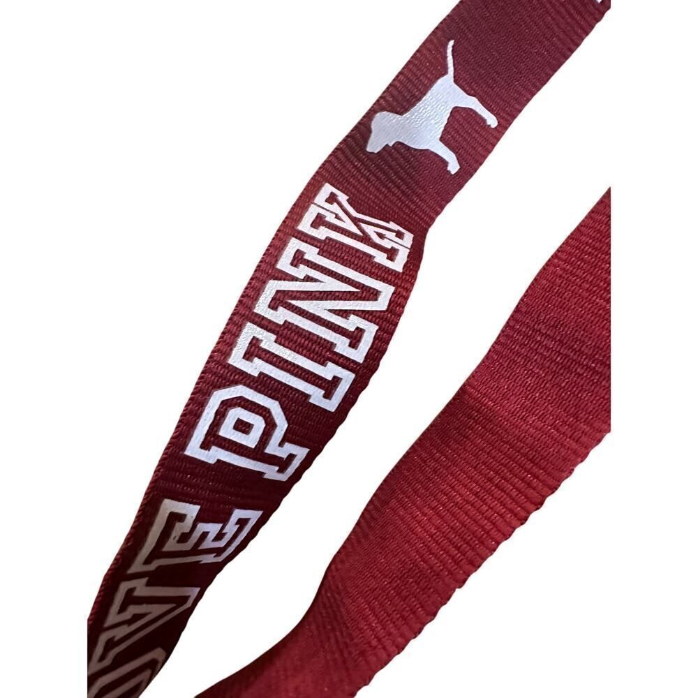 Victoria’s Secret PINK Detachable Lanyard Keychain Holder Maroon and White - Picture 3 of 3